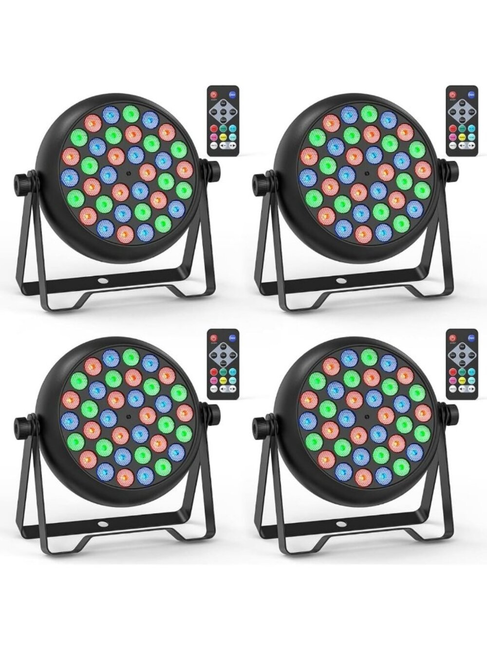 36 LED RGB Stage Lights - Sound Activated DMX Par Can Uplights for Events